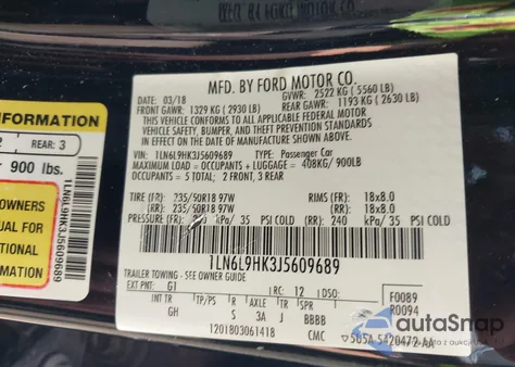 2018 Lincoln Continental Livery из США, поврежденный, VIN 1LN6L9HK3J5609689